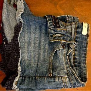 Denim Jean shorts with lace crochet design